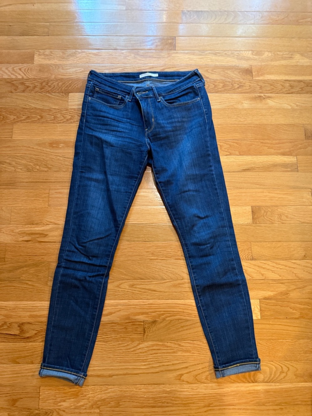 Women's Dark Blue Skinny Jeans - Stretch Denim